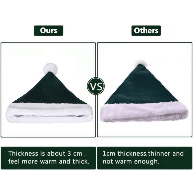 Eoocan Santa Hat  Santa Hat for Kids  Unisex Velvet Comfort Green Christmas Hats Extra Thicken Classic Plush for Christmas New Year Festive Holiday Party Supplies - Image 5